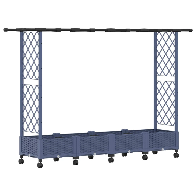 Cama Elevada Con Trellis Y Techo Gris 203 X 40 X 127 Cm Pp