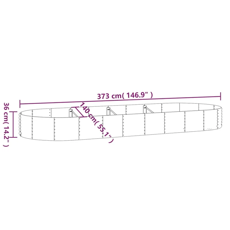 Jardinera Arriate Acero Galvanizado Antracita 373x140x36cm