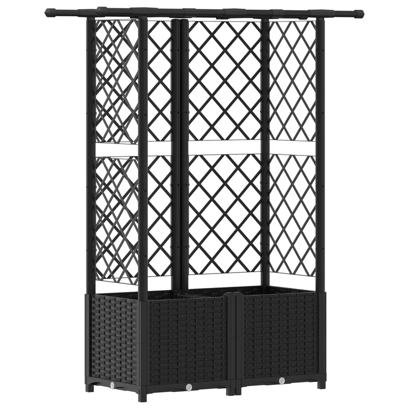 Cama Elevada Con Trellis Y Techo Negro 124 X 40 X 136 Cm Pp