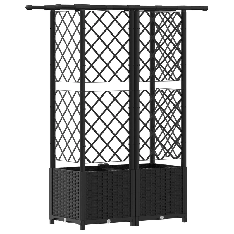 Cama Elevada Con Trellis Y Techo Negro 124 X 40 X 136 Cm Pp