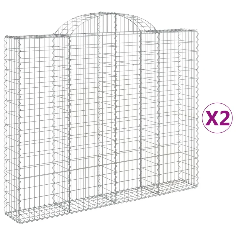 Cestas Gaviones 2 Uds Forma De Arco Hierro 200x30x160/180 Cm
