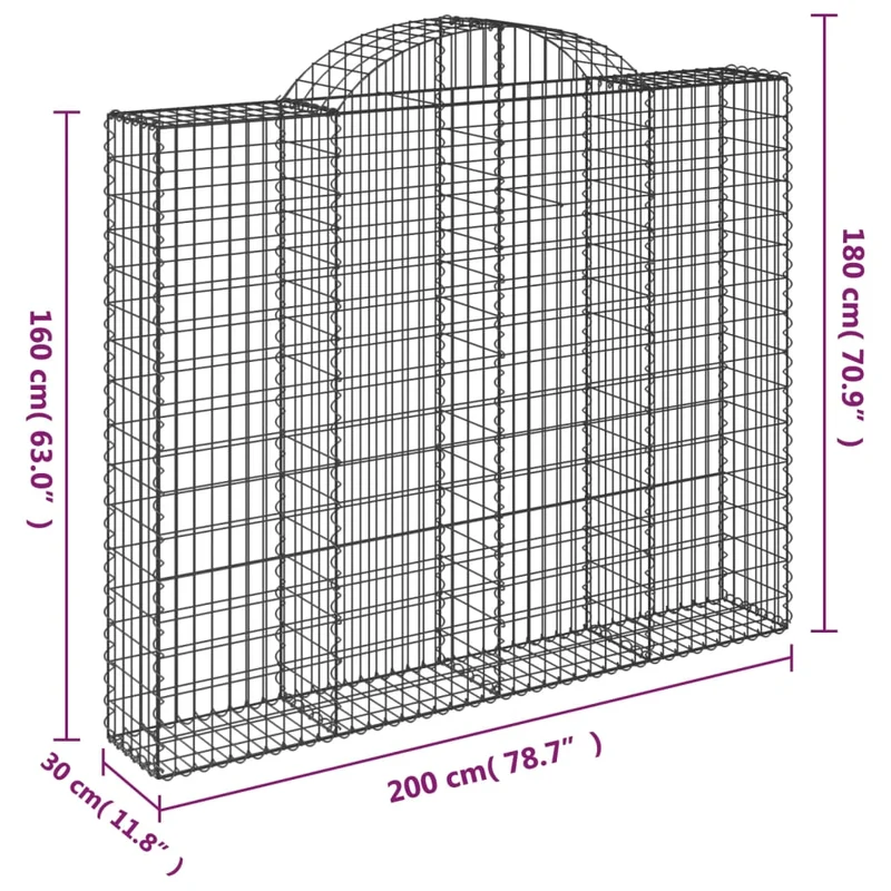 Cestas Gaviones 2 Uds Forma De Arco Hierro 200x30x160/180 Cm