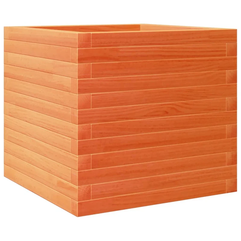 Jardinera Madera Maciza De Pino Marrón Cera 50x50x45,5 Cm