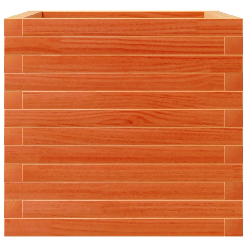 Jardinera Madera Maciza De Pino Marrón Cera 50x50x45,5 Cm