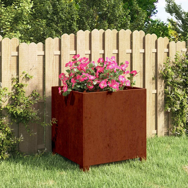 Jardinera Con Patas Acero Corten Oxidado 40x40x40 Cm