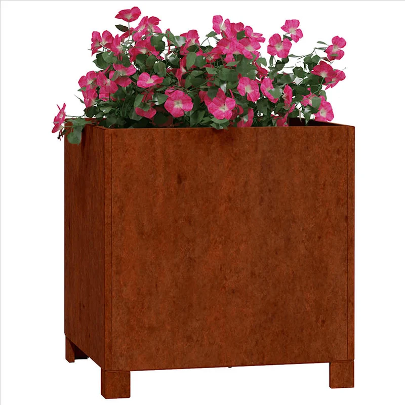 Jardinera Con Patas Acero Corten Oxidado 40x40x40 Cm