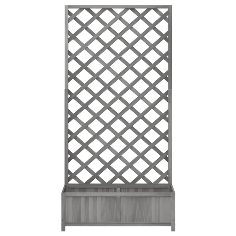 Jardinera Con Enrejado Gris 90x35x180 Cm Madera Maciza De Abeto