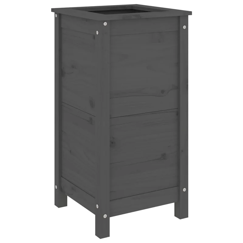 Jardinera Madera Maciza De Pino Gris 40x40x78 Cm