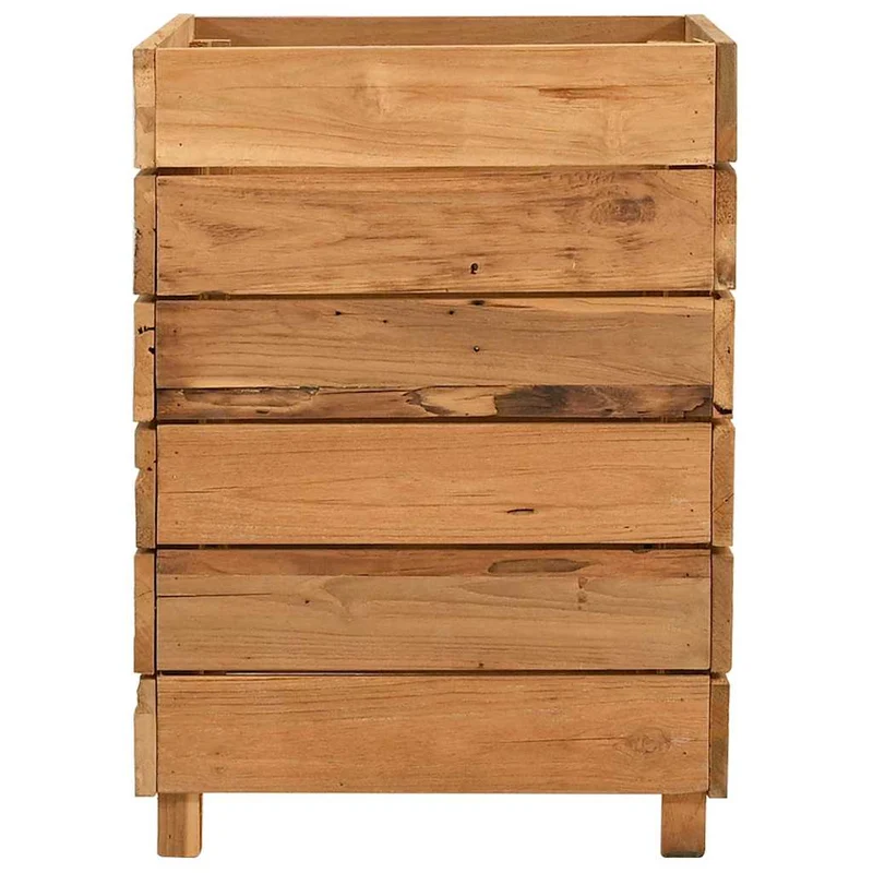 Arriate Elevado Madera De Teca Reciclada Y Acero 50x40x55 Cm