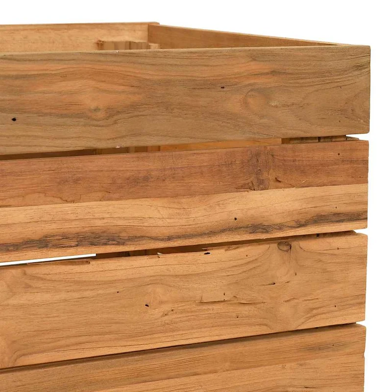 Arriate Elevado Madera De Teca Reciclada Y Acero 50x40x55 Cm