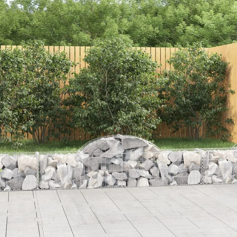 Cestas De Gaviones 3 Uds Forma De Arco Hierro 200x30x40/60 Cm