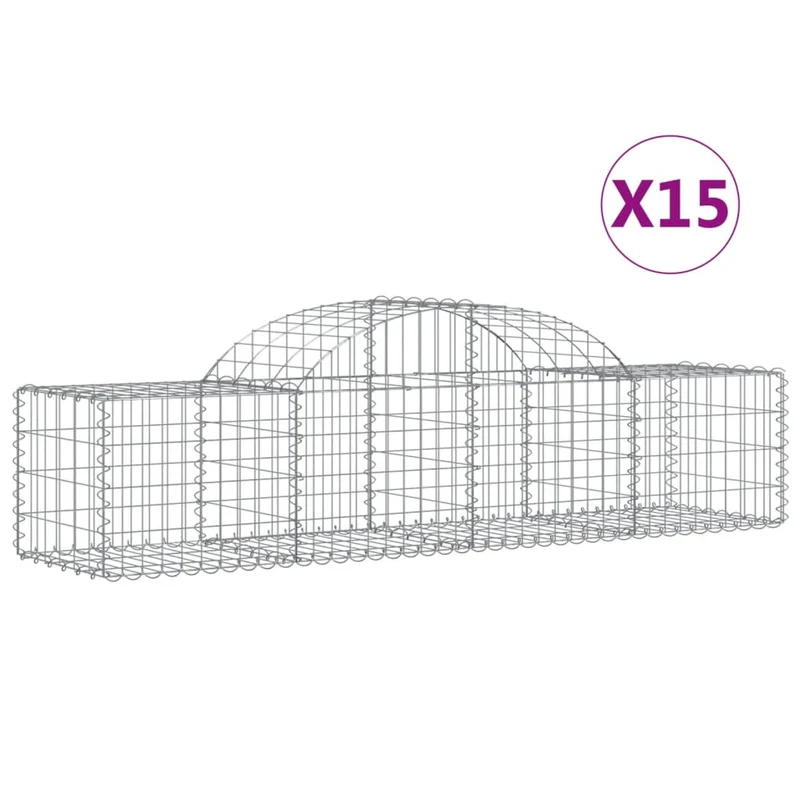 Cestas Gaviones 15 Uds Forma De Arco Hierro 200x50x40/60 Cm