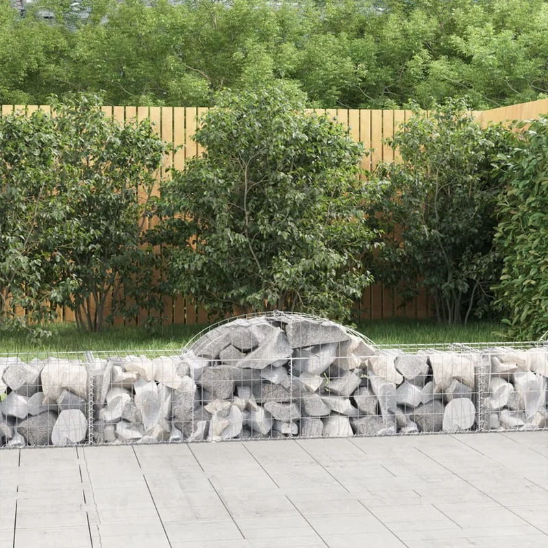 Cestas Gaviones 15 Uds Forma De Arco Hierro 200x50x40/60 Cm