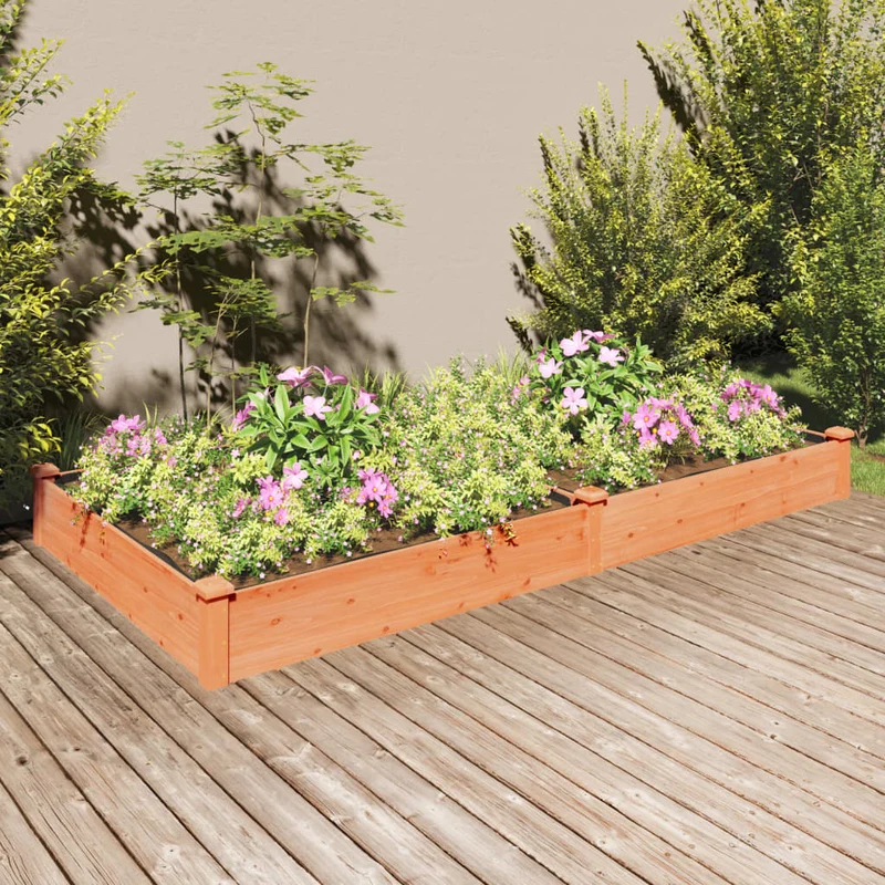Jardinera Arriate Con Forro Madera Abeto Marrón 240x120x25 Cm