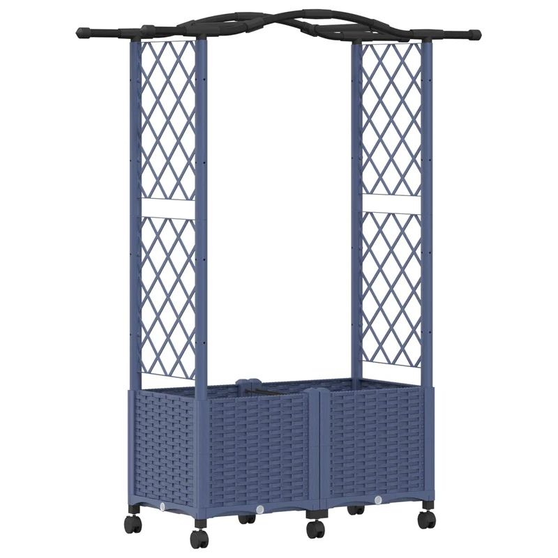 Cama Elevada Con Trellis Y Techo Gris 125 X 40 X 144 Cm Pp