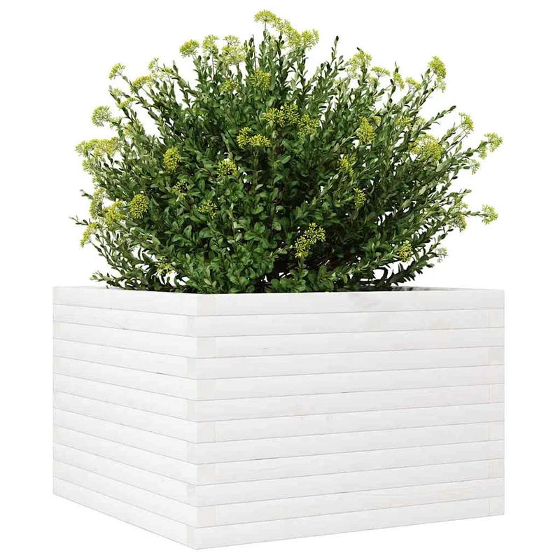 Jardinera Madera Maciza De Pino Blanco 70x70x46 Cm