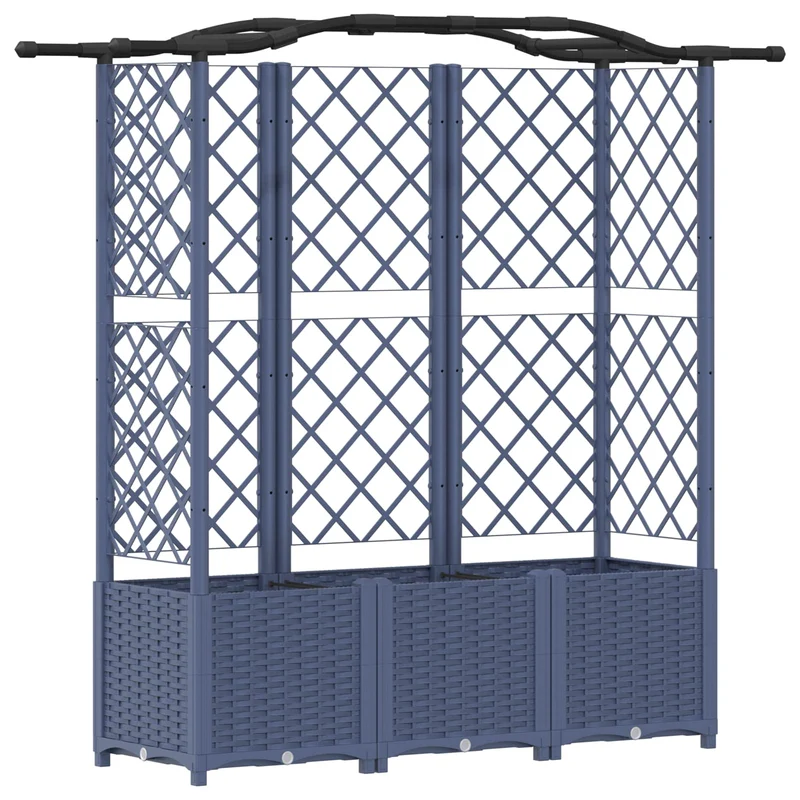 Cama Elevada Con Trellis Y Techo Gris 163 X 40 X 138 Cm Pp