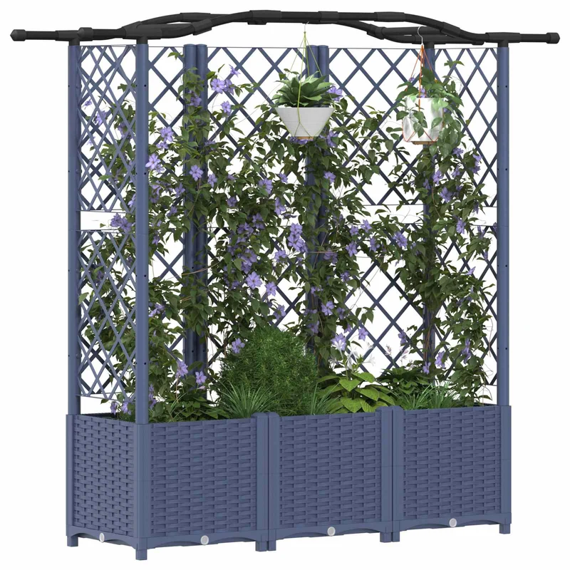 Cama Elevada Con Trellis Y Techo Gris 163 X 40 X 138 Cm Pp