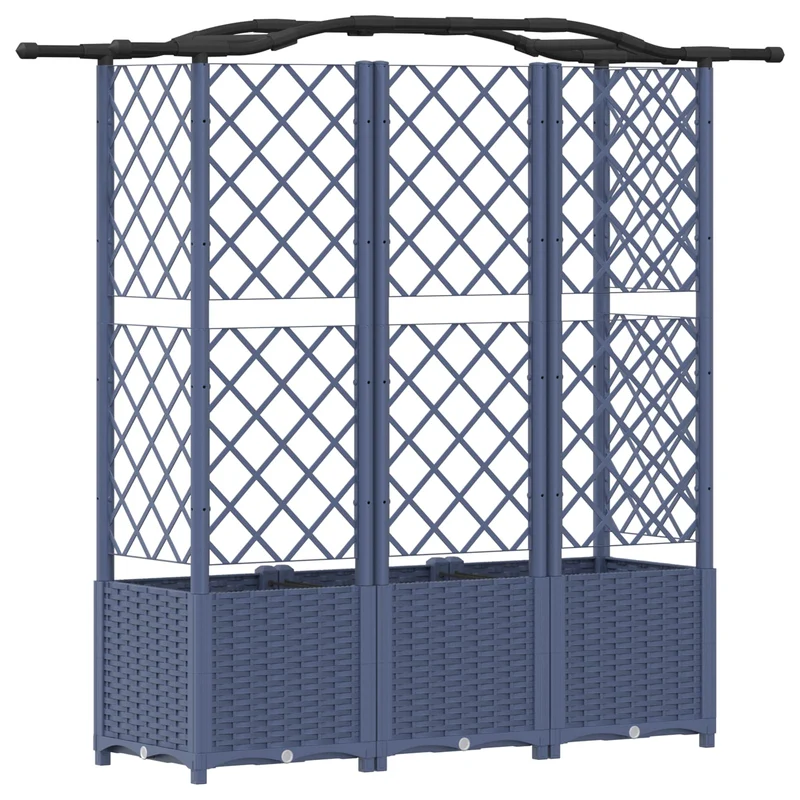Cama Elevada Con Trellis Y Techo Gris 163 X 40 X 138 Cm Pp