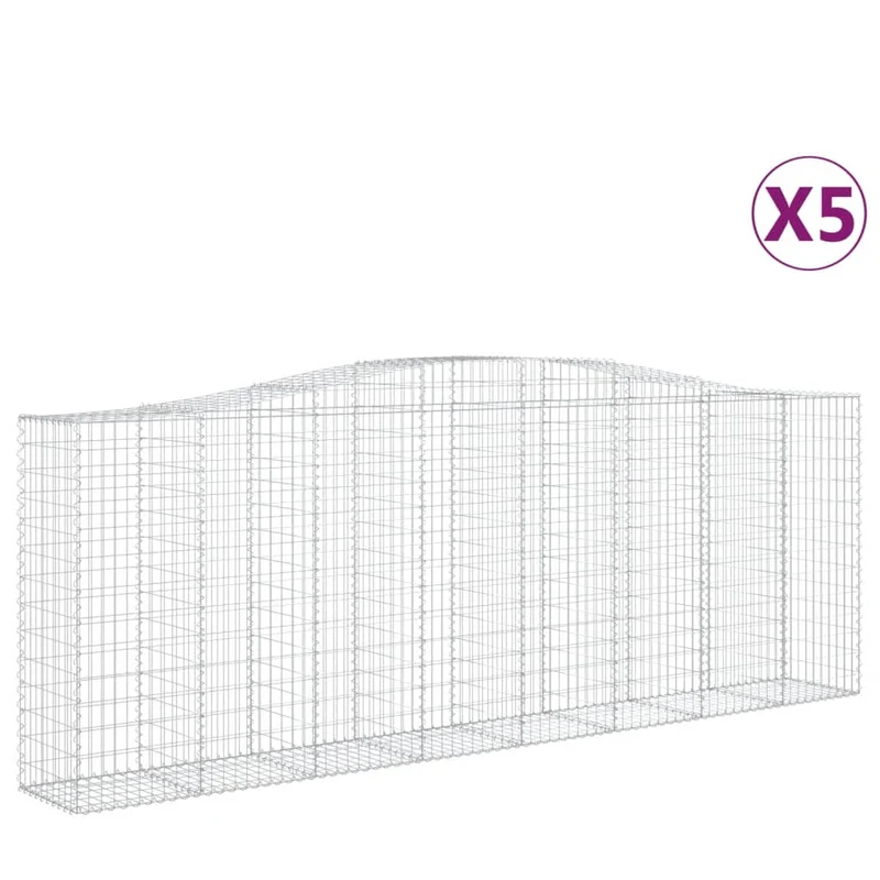 Cestas Gaviones 5 Uds Forma De Arco Hierro 400x50x140/160 Cm