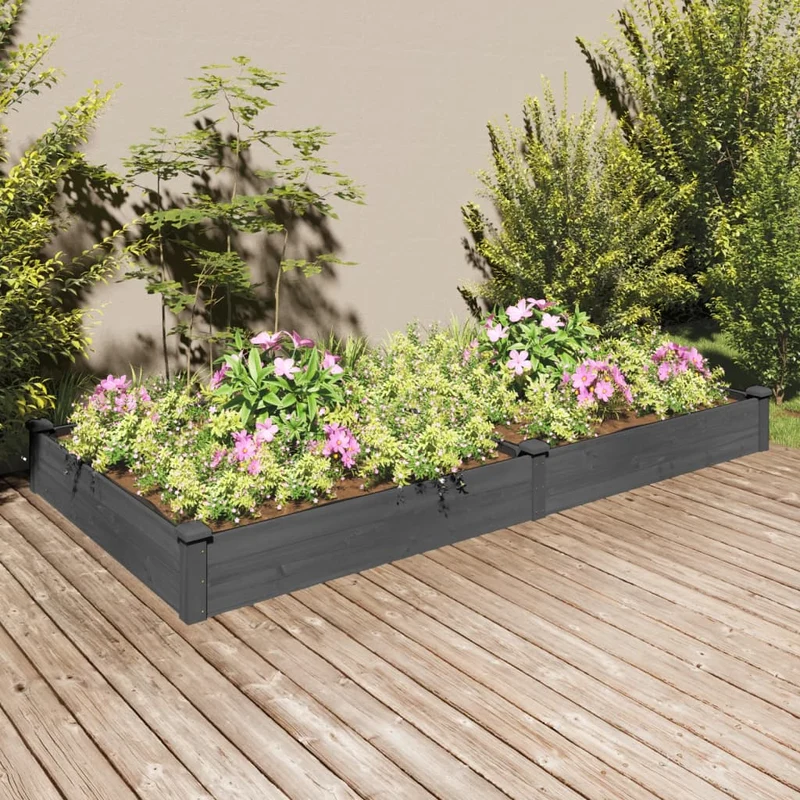 Jardinera Arriate Con Forro Madera Abeto Gris 240x120x25 Cm