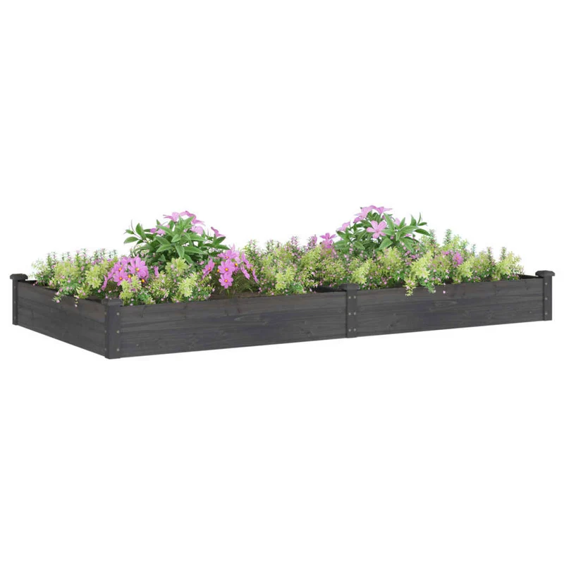 Jardinera Arriate Con Forro Madera Abeto Gris 240x120x25 Cm