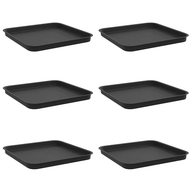 Bandeja Cuadrada Para Flores 6 Uds. Negro 32 X 32 X 2,5 Cm