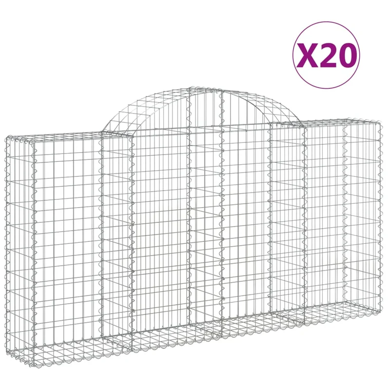 Cestas Gaviones 20 Uds Forma De Arco Hierro 200x30x100/120 Cm