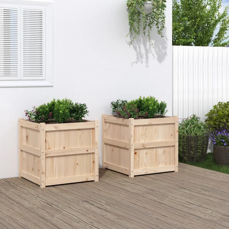 Jardineras De Exterior 2 Unidades Madera Maciza De Pino