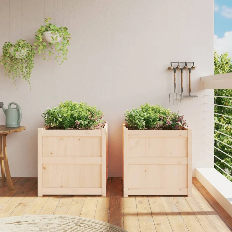 Jardineras De Exterior 2 Unidades Madera Maciza De Pino