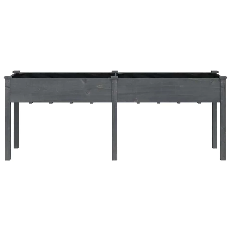 Jardinera Con Forro Madera Maciza De Abeto Gris 203x53x76 Cm