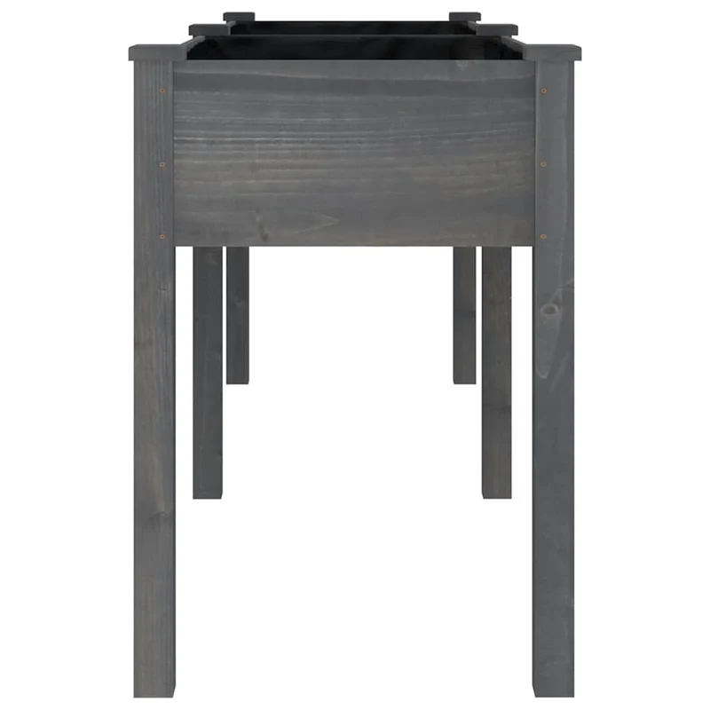 Jardinera Con Forro Madera Maciza De Abeto Gris 203x53x76 Cm